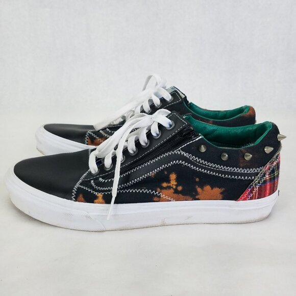 Vans Old Skool Shoes Men's 9 Women's 10.5 Zip Tartan Daze Acid Tie Dye Spikes - Picture 6 of 16
